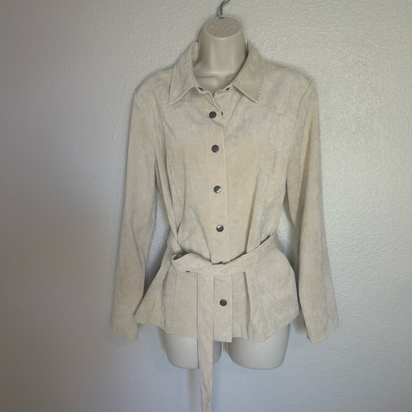 Christopher Banks cream colored, lightweight corduroy shirt jacket size LP - Picture 1 of 8